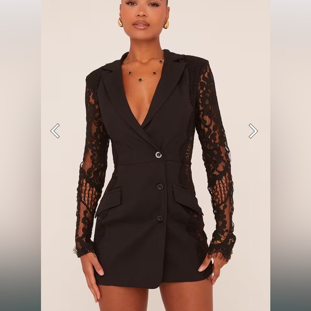 Black Lace Blazer Dress Mini